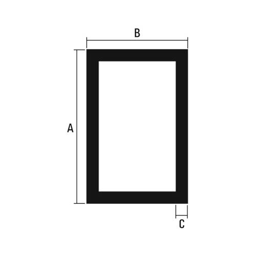 Aluminium Rechteckrohr 20x10x1 Mm – RAL 9005 Tiefschwarz Lackiert, 2000 Mm Länge, 1 Stück, Made In Italy