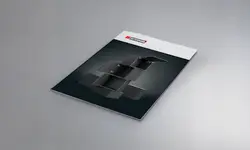 Nouvelle brochure OSTERMANN avec couverture représentant des charnières et des ferrures pour relevage.