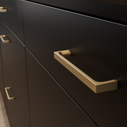 Gold-coloured handle on a black front