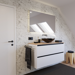 Wandverkleidung mit SIBU Designplatte DM Marble White im modernen Bad