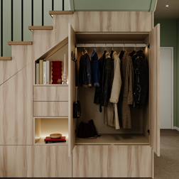 porte-manteau dans une penderie dans le couloir