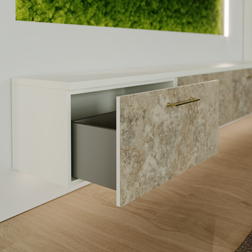 Steenfineer op open lade