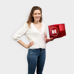 Red cube held in one hand