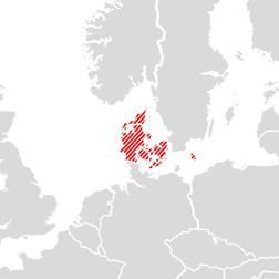 Denmark on the map of Europe