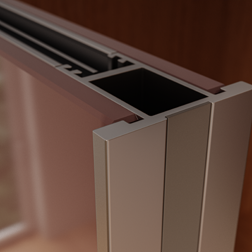 Schiebetürprofil „Bern“ in hochwertiger Aluminiumoptik, jetzt im OSTERMANN‑Konfigurator für massgefertigte Schiebetüren auswählbar.