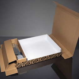 Geöffnete Versandkartonage für Schubkästen aus der OSTERMANN Schubkastenfertigung