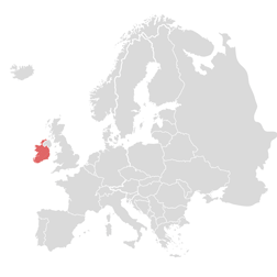 Ireland on the map of Europe
