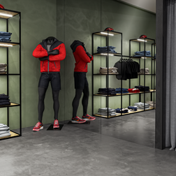 Wandverkleidung mit SIBU Designplatte FL Crepa Velvet Avocado im Modegeschäft