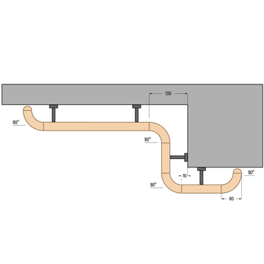 Technische Zeichnung: Draufsicht Treppenstäbe Geländersystem
