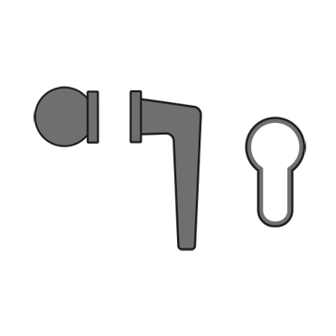 Technische Zeichnung: Drückergarnitur PZ-Wechselgarnitur (PZW)