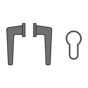 Technische Zeichnung: Drückergarnitur Profilzylinderschloss (PZ)