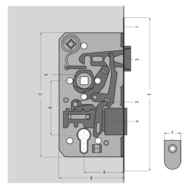 Technische Zeichnung Einsteckschlosses