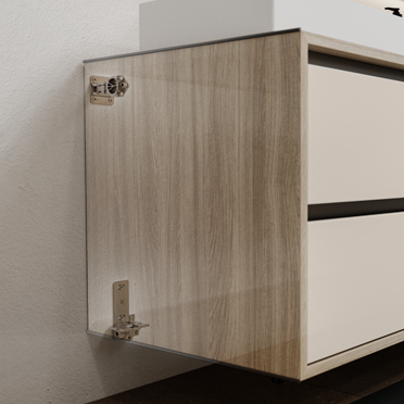 1= Onderkastophanger Atlas voor hangende meubels, 2= Bovensteun voor onderkastophanger Atlas, 3= Ondersteun 3 mm voor onderkastophanger Atlas