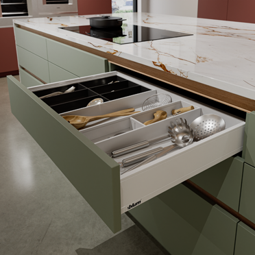 Legrabox schuiflades in de keukeneilanden