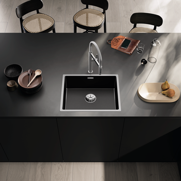 Spüle Blanco Claron 500-IF, Edelstahl Dark Steel