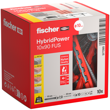 Bei uns erhalten Sie den den neuen HybridPower von Fischer inklusive der passenden Spezialschraube in der praktischen 10er Box.