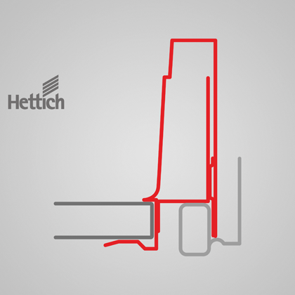 Dwarsdoorsnede Hettich InnoTech Atira lades