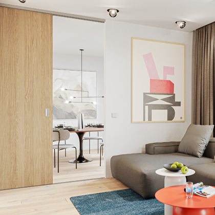 Schiebetür im Wohnzimmer